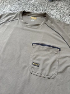 Herren Ariat Rebar T-Shirt hellbraun Größe Large Tall Kurzarm leichte Tasche - Bild 1 von 8