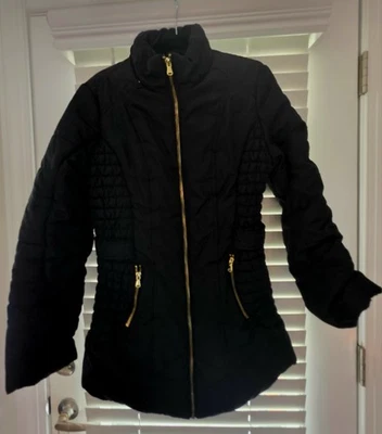 Abrigo acolchado rosa celebridad para mujer parisino chic sensación de lujo cremallera completa NEGRO L Foto 1 de 4