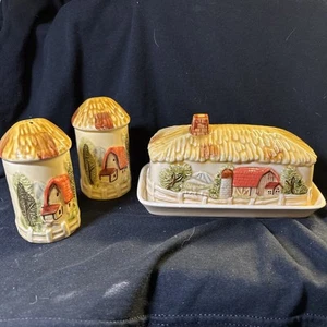 Salero y pimentero vintage Marks and Rosenfeld Farm House y plato de mantequilla - Imagen 1 de 16