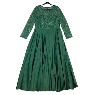 Vestido JJs House Para Mujer Talla 18W Verde Lentejuelas Satén Vacaciones Formal Largo Completo Foto 1 de 4