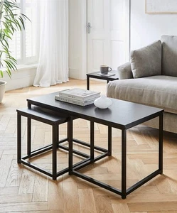 Black Nest Of 3 Coffee Nest Tables - Picture 1 of 7