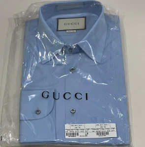 Brand new Gucci Men's Long Sleeve Blue Formal Dress Shirt (Size 40) - Picture 1 of 1