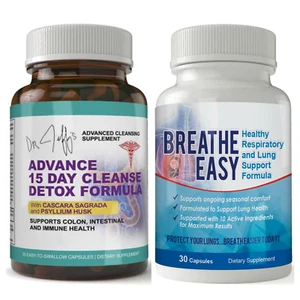 15 Day Cleanse Colon Detox & Breathe Easy Respiratory Health Dietary Supplements - Picture 1 of 12