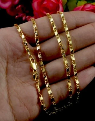 18k Goldkette Vergoldet Panzerkette vergoldet für Herren Damen 45cm Gold Kette - Bild 1 von 4