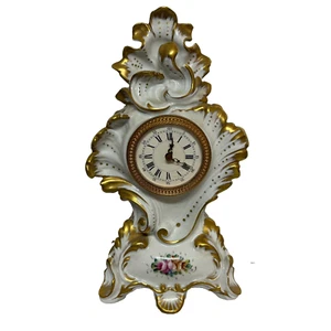 RARE ANTIQUE GOUDEVILLE PARIS PORCELAIN MANTLE CLOCK HAND PAINTED - Bild 1 von 7