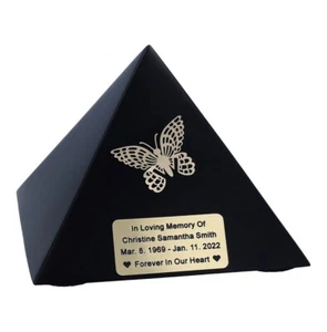 Mini urna decorativa para parte de cenizas recuerdo conmemorativo forma pirámide urna negra - Imagen 1 de 7