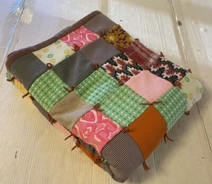 Handmade Patchwork One Side, Other Soft Fabric 54” By 70” Quilt/ Blanket - Picture 1 of 12