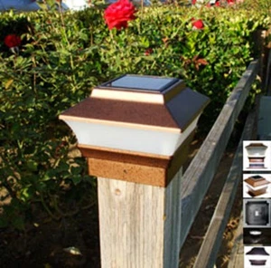 10-pk NEW Solar Copper Cap Lights With Bright White SMD LED For 4x4 Wood Post - Picture 1 of 10