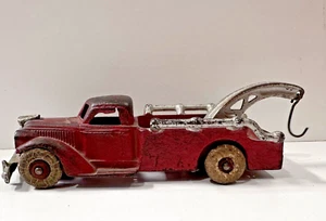 Original Vintage Hubley Cast Iron Red Wrecker /Tow Truck 8” Arcade 210 - Rare - Picture 1 of 10