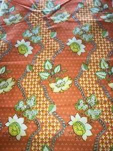 Vintage 1979 Bloomcraft Dekorateur Stoff 1 Yd + 18" x 56" Mod Orange Floral Falaise - Bild 1 von 4