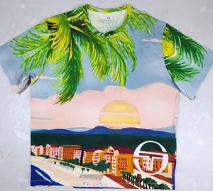 Sergio Tacchini Ciudad T-Shirt Men Sz 2XL Cherry Tomato Multi All Over Print NEW - Picture 1 of 9