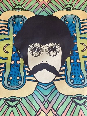 复古 Peter Max 自画像海报迷幻正装黑光 Y129 — 第 1/4 张图片