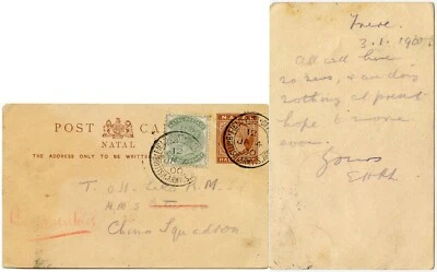 PAPELERÍA NATAL PARA ENVIAR CENTURIÓN ESCUADRÓN DE PORCELANA REENVIADO 1900 GUERRA BOER FPO 12 Foto 1 de 2