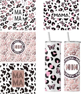 UV DTF Cup Wrap - 4 Sheets Mama Wraps for 20 oz Tumbler - Picture 1 of 6