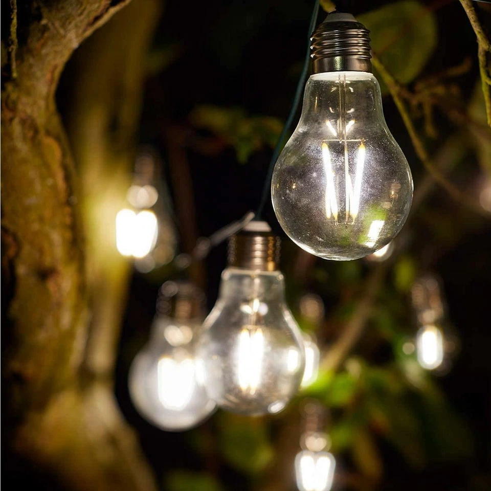 Smart Garden Solar Power Outdoor Eureka Retro Lightbulbs LED String Lights 3.8m - Image 1 of 3