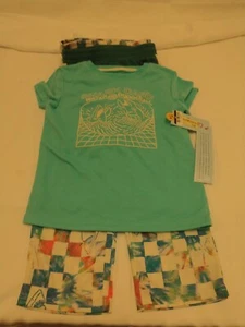 Cat & Jack Boys 3 piece short sleeve 'shark camp' pajama set - Picture 1 of 4