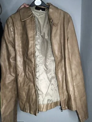 Vera Pelle vintage leather jacket in beige - size EU 48 but would fit UK 6-8 - Image 1 of 3
