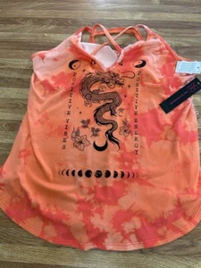NO BOUNDARIES S (3-5) | JUNIORS' POSITIVE ENERGY LATTICE TANK TOP ORANGE DRAGON - Picture 1 of 8