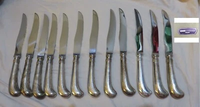 Viners Sheffield Stainless England Silverplate 12 vintage serrated Steak Knives - Image 1 of 4