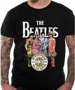 The Beatles T-Shirt Sgt Pepper schwarz offizielles Logo einsame Herzen neu S bis 2 XL - Bild 1 von 3