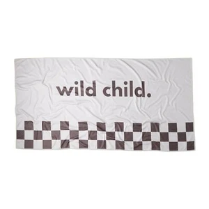 Soft Microfiber Checkered Beach Towel Quick Dry Sand Free 62x32in Black/White - Picture 1 of 8