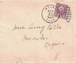 1935 Wauna, Oregon Crisp Duplex Cancel on Cover -- DPO ~ - Picture 1 of 1