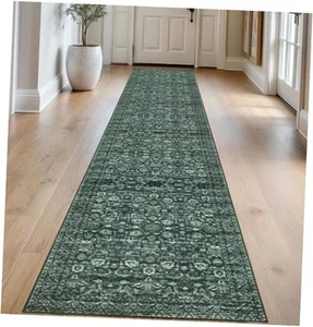 Runner Rug 2.6x14 Washable Long Hallway Rug 2.6'x14' (31.2"x168") Dark Green - Picture 1 of 7