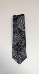 Barney’s New York Silver/Gray/Black Textured Paisley Tie - 57.5” x 3.5” - Picture 1 of 3