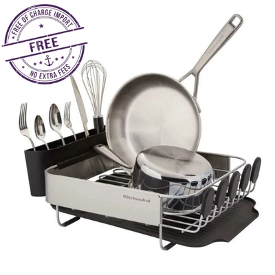 KitchenAid Stainless Steel Wrap Compact Dish Rack, 16.06-Inch - Black Free Ship - Image 1 of 4