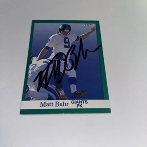Carta Fleer Matt Bahr New York Giants firmata 1991 - Foto 1 di 1