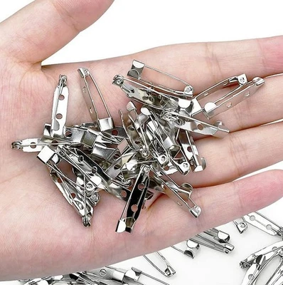 200Pcs Brooch Backs Safety Bar Pins Catch Badge Fasteners 20mm DIY Crafting - Image 1 of 4