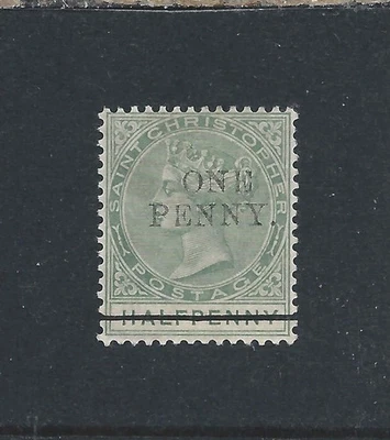 ST CHRISTOPHER 1887 1d en 1/2d VERDE OPACO COMO NUEVO SG 26 CAT £50 Foto 1 de 2
