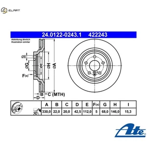 2x BRAKE DISC 24.0122-0243.1 FOR AUDI A6/Allroad/S6 AUK 3.1L CAJA 3.0LBSG 2.7L - Picture 1 of 10