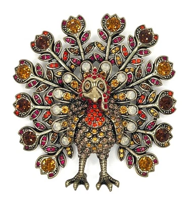 Heidi Daus Signed "Tom Turkey" Crystal Turkey Thanksgiving Holiday Pin Brooch - Image 1 of 4