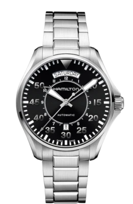 New Hamilton Khaki Aviation Pilot Auto ST Steel Black Dial Men's Watch H64615135 - Image 1 of 3