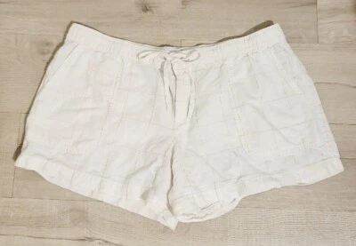 Liz Claiborne Womens XL Cotton Linen White Gold Plaid Shorts   - Image 1 of 4