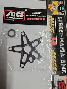 MCS BMX PLATO ARAÑA ALEACIÓN NEGRA HECHO EN EE. UU. SE GT RETRO BMX OLDSCHOOL nuevo - Imagen 1 de 2