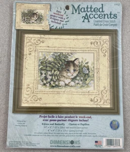 Dimensions KITTEN and BUTTERFLY Matted Accents counted cross stitch Kit NEW  - Picture 1 of 2