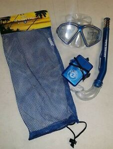 Aqua Lung Jr. Mask Eco Jr. Snorkel w/ Waterproof ID Holder & Mesh Carry Bag Set