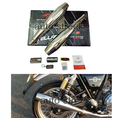 Per Royal Enfield Interceptor 650 Red Rooster S S Marmitta Silenziatore Coppia - Immagine 1 di 4