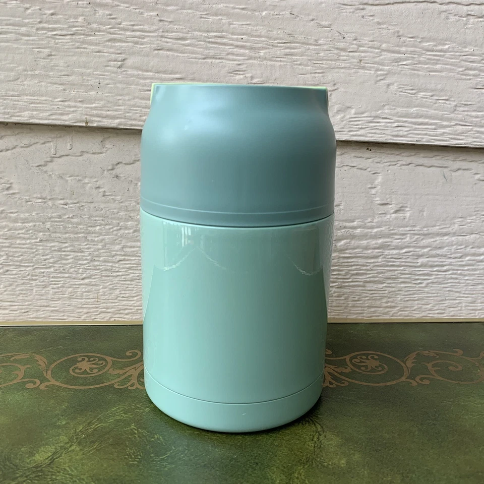 Termo de comida Anthropologie Ludlow verde menta metal goma redondo inspirado retro Foto 1 de 4