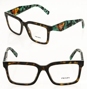 PRADA SYMBOLE PR10YV Black Green Havana Logo Unisex Eyeglasses Optical 54 mm 10Y - Picture 1 of 8