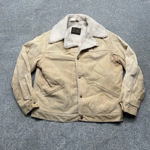 VINTAGE Wrangler Jacket Large Beige Corduroy Wrange Sherpa Chore Coat 70s READ - Picture 1 of 13