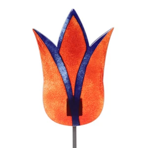 Gartenstecke La Flor 30 cm inkl. Stab blau-rot Fusing-Glas Deko Glasfigur farbig - Bild 1 von 3