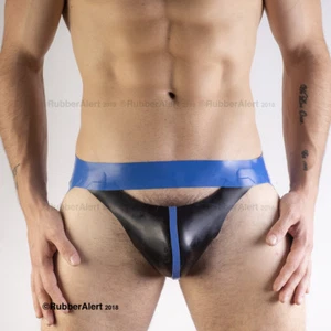 RUBBER ACCESS JOCKSTRAP, Pouch Top Front Opening, Stripe on Front, 0.8mm latex - Picture 1 of 3
