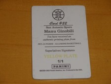 2021-22 Panini Illusions Superlatives 22 Manu Ginobili Yellow Printing Plate 1/1