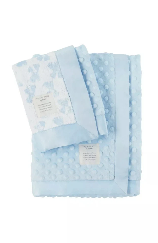 New Carter's Child Of Mine Puppy Dog Baby Blanket Lovey Set Satin Trim Blue Dots - Image 1 of 4