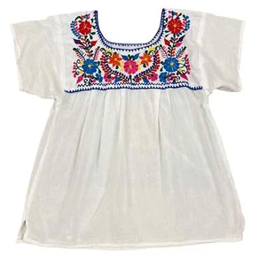 Top campesino floral bordado blanco talla pequeña - Imagen 1 de 2
