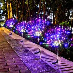 Solar Firework Lights LED Outdoor Waterproof Path Lawn Yard Garden Decor Lamp US - Picture 1 of 11