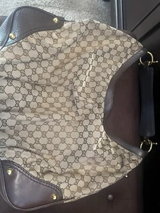 Xl Gucci Canvas & leather Jockey Hobo - Picture 1 of 14